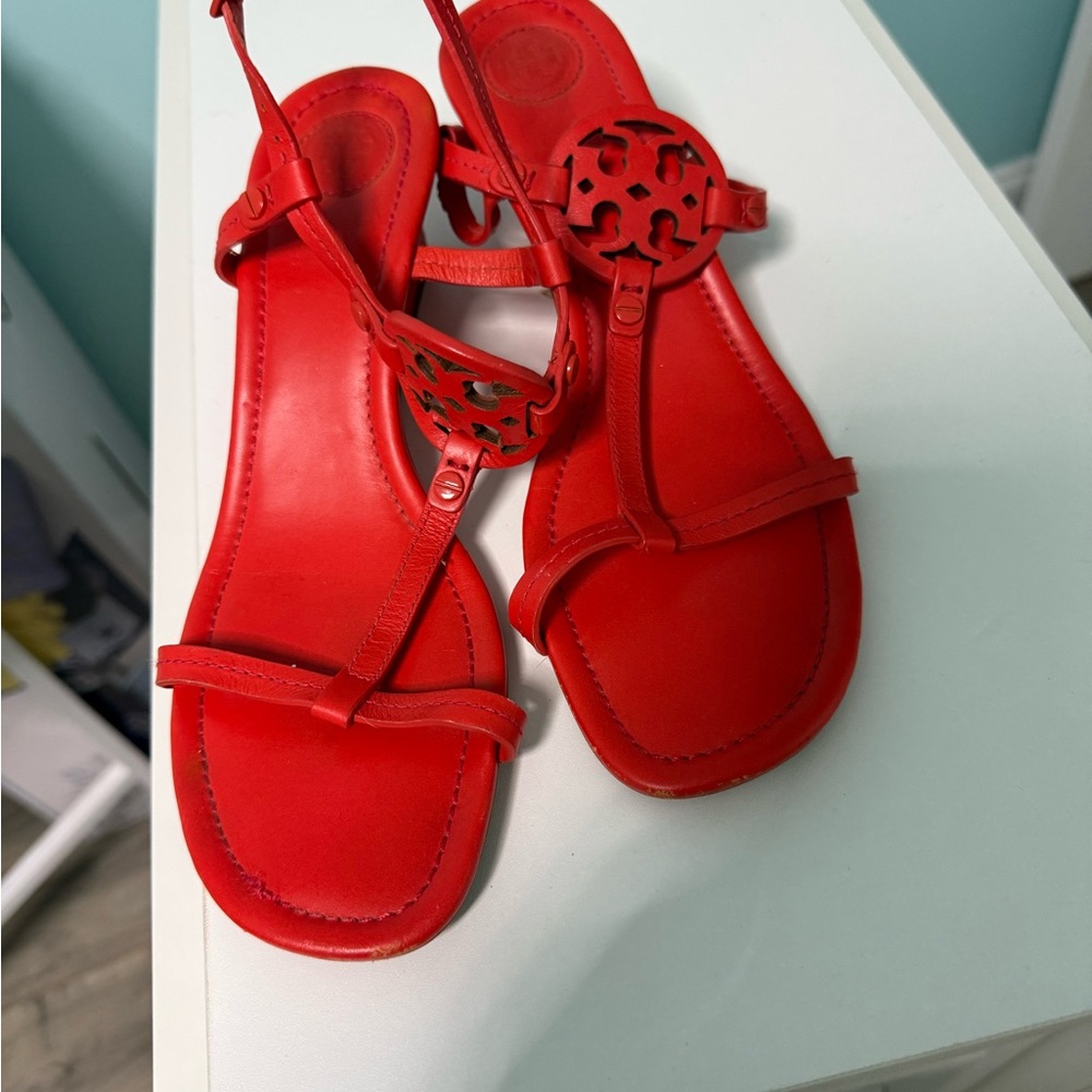 Tory Burch Red/Orange Wedge heeled sandals  size 8